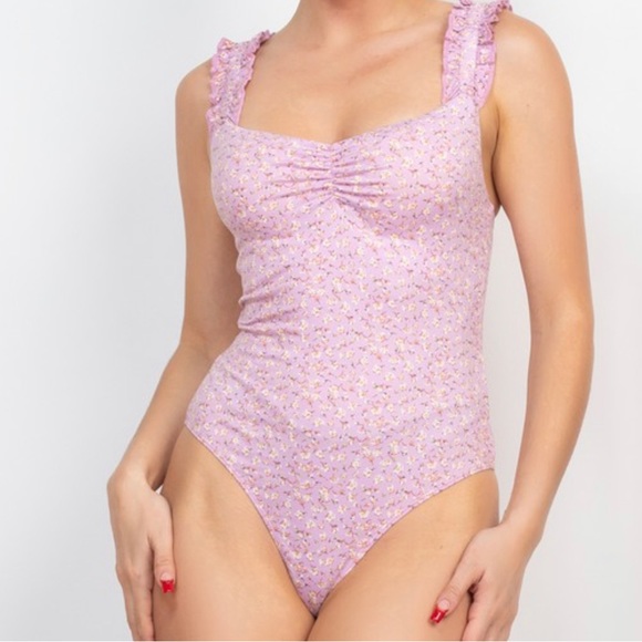 NEW LAVENDER FLORAL BODYSUIT - Picture 2 of 7